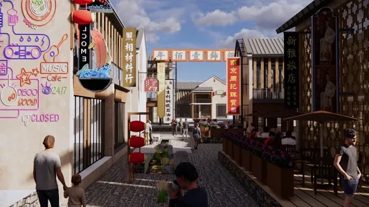 Enscape古镇商业街场景SketchUp草图大师模型下载1100