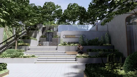 Enscape下沉式庭院场景SketchUp草图大师模型下载1106