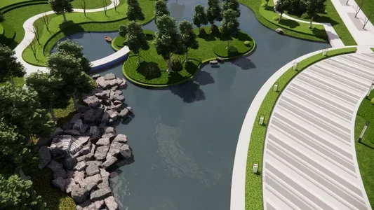 Enscape滨水景观场景SketchUp草图大师模型下载1107