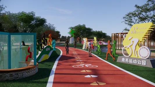 Enscape步行道景观场景SketchUp草图大师模型下载1130