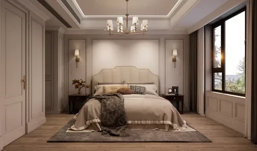 Enscape美式卧室场景SketchUp草图大师模型下载1463