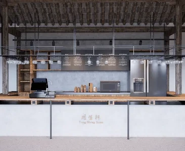 Enscape侘寂餐饮店场景SketchUp草图大师模型下载2100