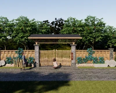 乡村围墙场景SketchUp草图大师模型下载ID47441