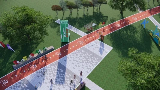 Enscape步行道景观场景SketchUp草图大师模型下载1135