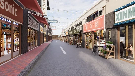 Enscape步行街场景SketchUp草图大师模型下载1159