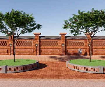 Enscape红砖建筑场景SketchUp草图大师模型下载1554