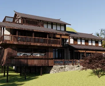 Enscape东南亚民宿场景SketchUp草图大师模型下载2137