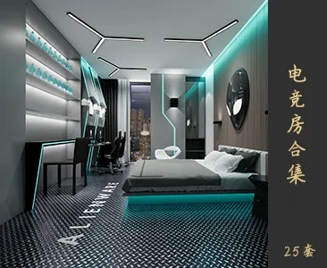 电竞房卧室宿舍场景SketchUp模型下载Z179