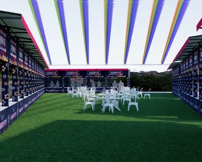 网红摊位场景SketchUp草图大师模型下载ID48253