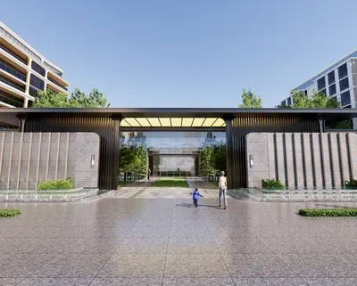 小区大门场景SketchUp草图大师模型下载ID48471