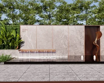 小区景墙场景SketchUp草图大师模型下载ID49741