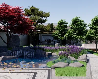 园林场景SketchUp草图大师模型下载ID53055