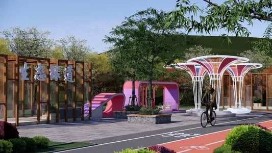 Enscape步行道景观场景SketchUp草图大师模型下载1184