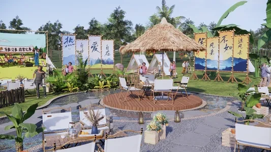 Enscape露营地场景SketchUp草图大师模型下载1185