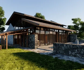 Enscape民宿场景SketchUp草图大师模型下载1576