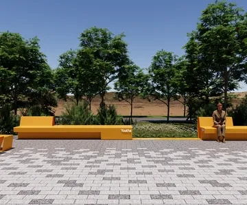 Enscape广场座椅场景SketchUp草图大师模型下载1580