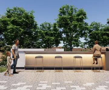 Enscape广场座椅场景SketchUp草图大师模型下载1591