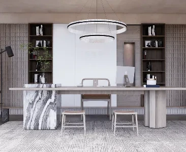 Enscape侘寂风办公室场景SketchUp草图大师模型下载2158