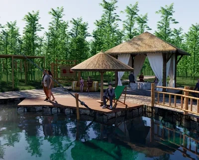 茅草屋场景SketchUp草图大师模型下载ID54058