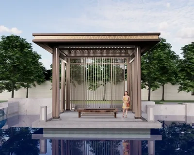 Enscape凉亭廊架场景SketchUp草图大师模型下载ID41893