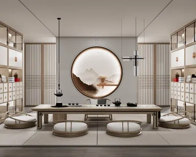 Enscape禅意茶桌椅场景SketchUp草图大师模型下载ID42518