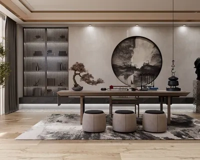Enscape禅意茶桌椅场景SketchUp草图大师模型下载ID42527