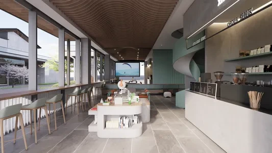 Enscape奶茶甜品店场景SketchUp草图大师模型下载1228