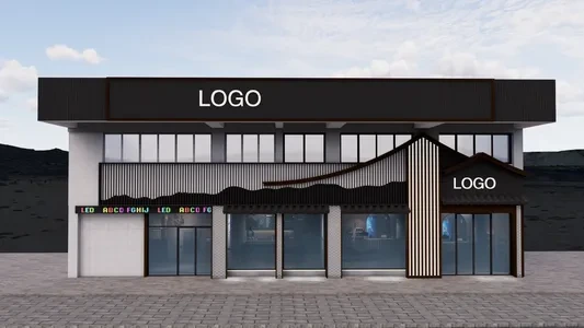 Enscape店铺门头场景SketchUp草图大师模型下载1229