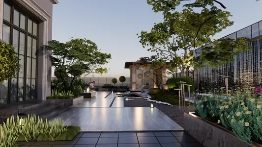 Enscape庭院场景SketchUp草图大师模型下载1241