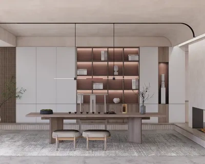 Enscape禅意茶桌椅场景SketchUp草图大师模型下载ID42531