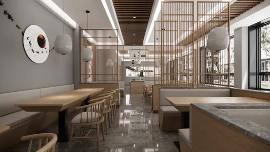 Enscape新中式餐厅场景SketchUp草图大师模型下载1257