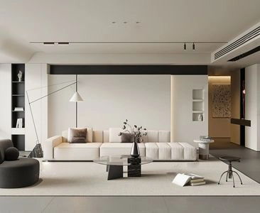 极简现代极致客餐厅场景SketchUp草图大师模型下载ID93680