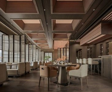 新中式酒店餐厅场景SketchUp草图大师模型下载ID93834