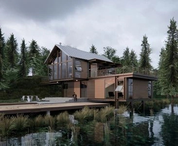 现代民宿建筑场景SketchUp草图大师模型下载ID93848