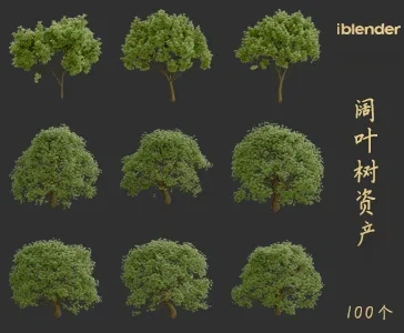 阔叶树blender资产库景观植物花卉3D模型010