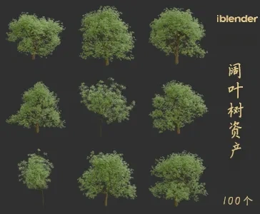 阔叶树blender资产库景观植物花卉3D模型024