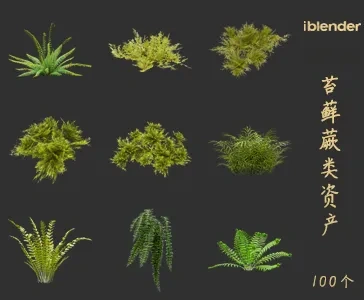 blender苔藓蕨类植物资产库景观植物花卉3D模型001