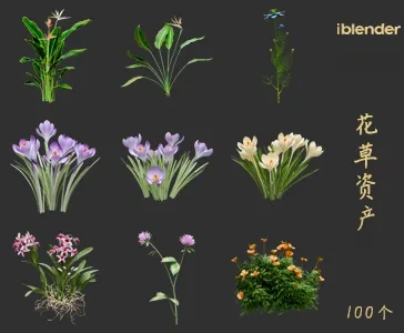 blender花草资产库景观植物花卉3D模型013