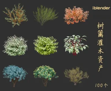 blender树篱灌木资产库景观植物花卉3D模型014