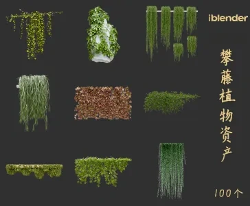 blender攀藤植物资产库景观植物花卉3D模型001