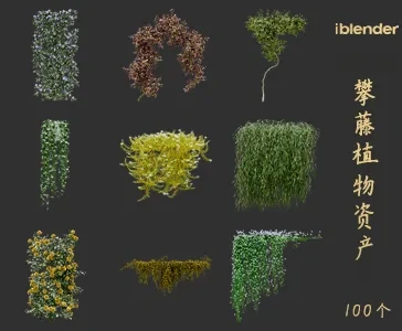 blender攀藤植物资产库景观植物花卉3D模型002