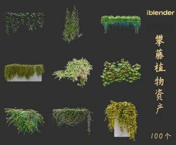 blender攀藤植物资产库景观植物花卉3D模型003