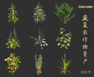 blender蔬菜农作物资产库景观植物花卉3D模型005