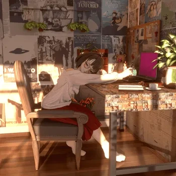 blender卡通女性角色3D模型小女孩ID00070卧室女孩
