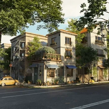 室内建筑场景blender模型资产ID1837梦想街区