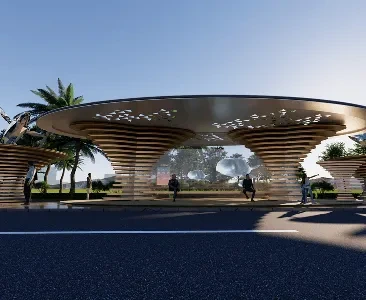 Enscape公交站台场景SketchUp草图大师模型下载2284