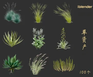 小草blender资产库景观植物花卉3D模型042