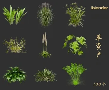 小草blender资产库景观植物花卉3D模型046