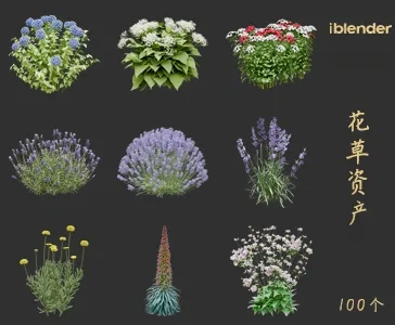 blender花草资产库景观植物花卉3D模型025