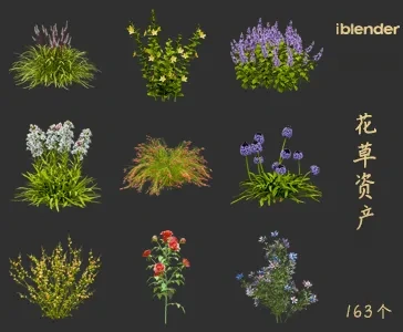 blender花草资产库景观植物花卉3D模型035